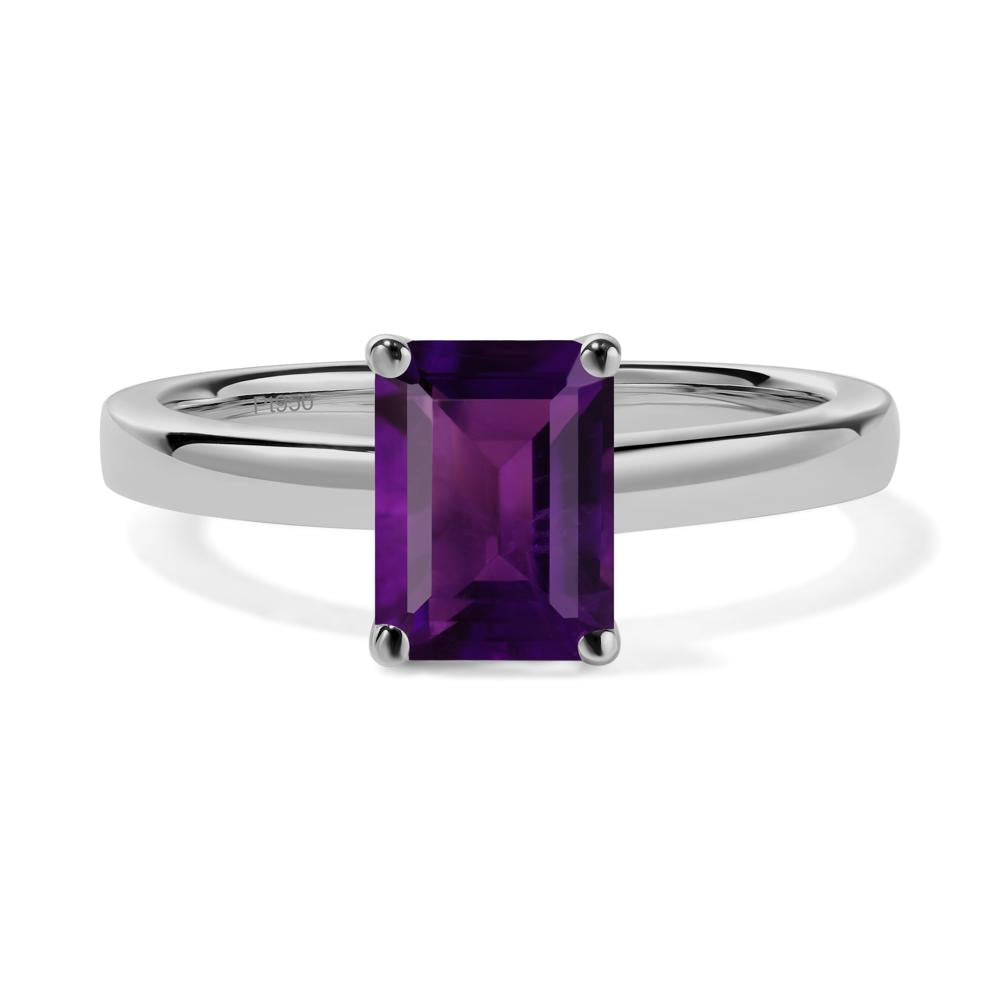 Amethyst Plain Band Solitaire Engagement Ring - LUO Jewelry #metal_platinum