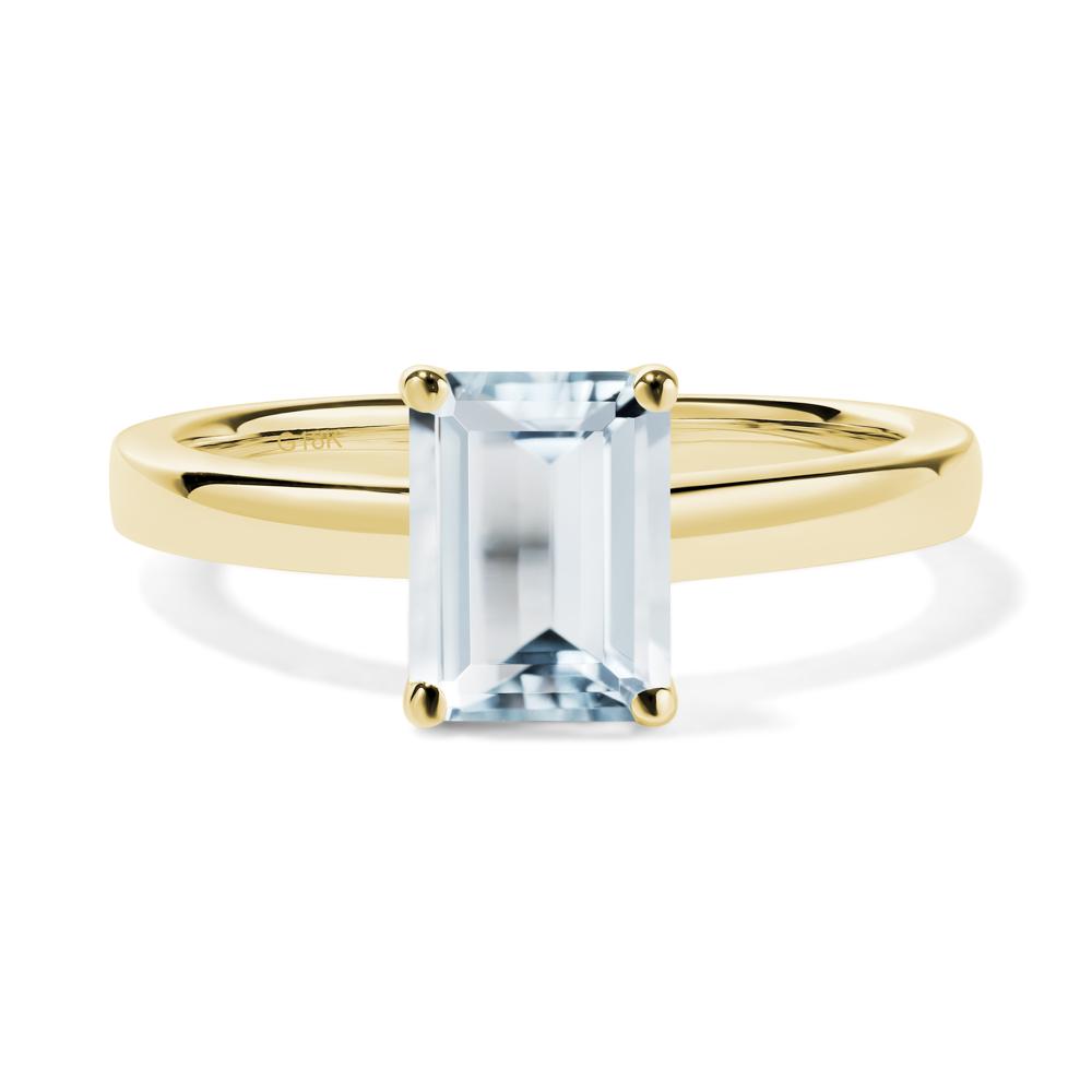 Emerald Cut Aquamarine Solitaire Ring - LUO Jewelry #metal_18k yellow gold