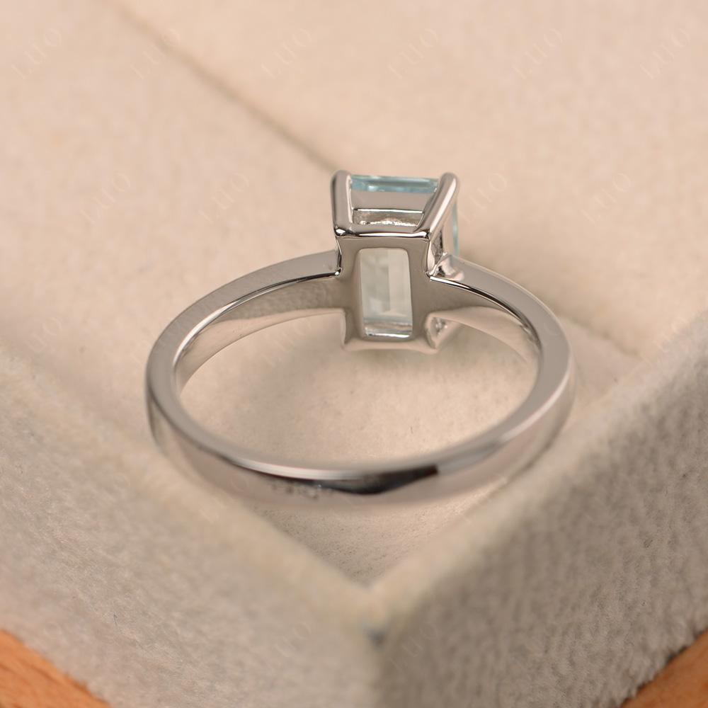 Emerald Cut Aquamarine Solitaire Ring - LUO Jewelry 