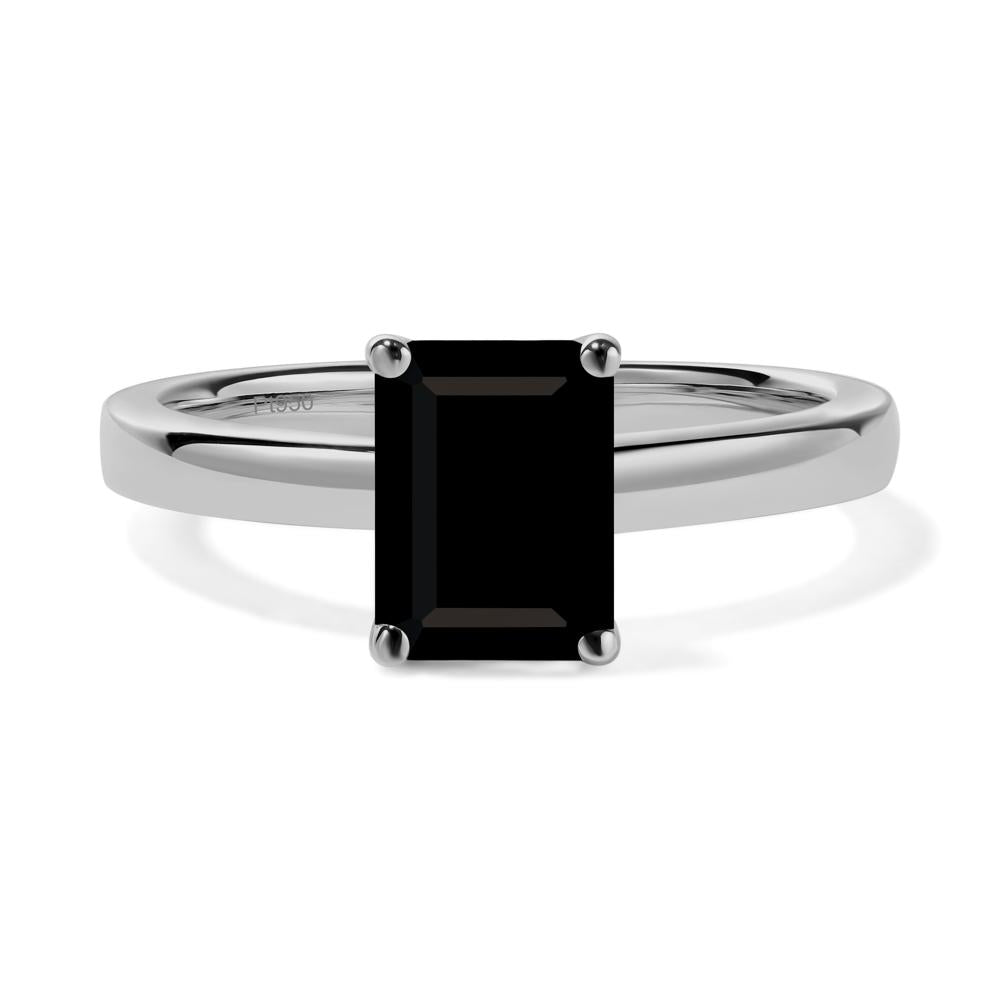 Black Spinel Plain Band Solitaire Engagement Ring - LUO Jewelry #metal_platinum