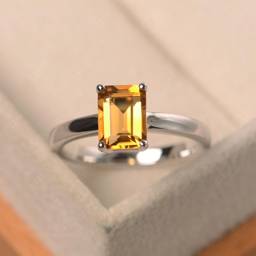 Emerald Cut Citrine Solitaire Ring - LUO Jewelry 