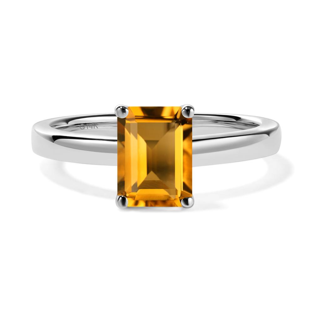 Emerald Cut Citrine Solitaire Ring - LUO Jewelry #metal_14k white gold