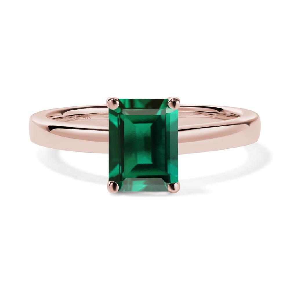 Emerald Plain Band Solitaire Engagement Ring - LUO Jewelry #metal_14k rose gold