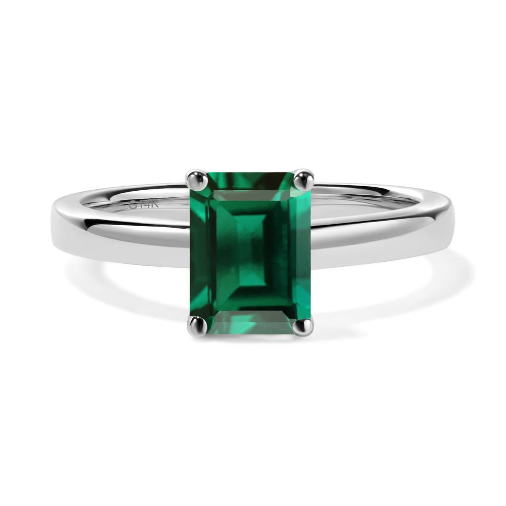 Emerald Plain Band Solitaire Engagement Ring - LUO Jewelry #metal_14k white gold