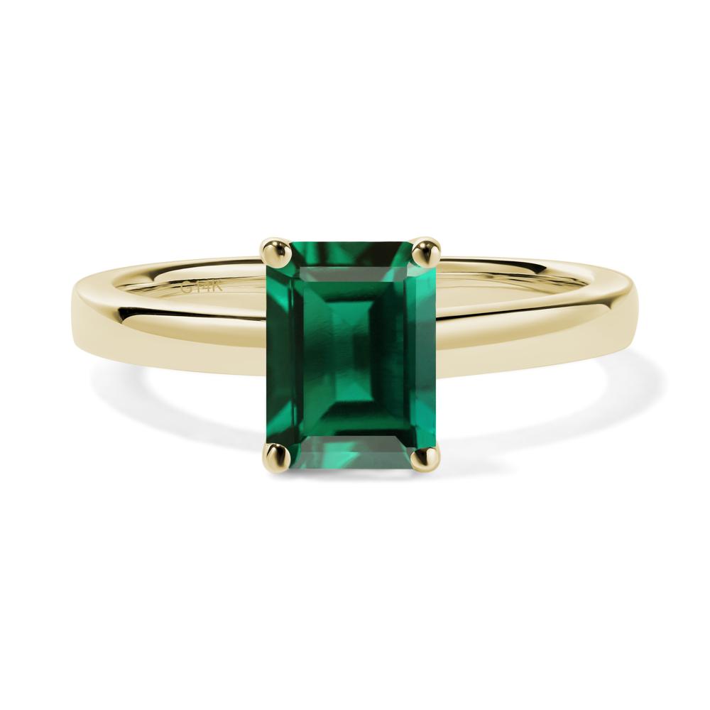 Emerald Plain Band Solitaire Engagement Ring - LUO Jewelry #metal_14k yellow gold