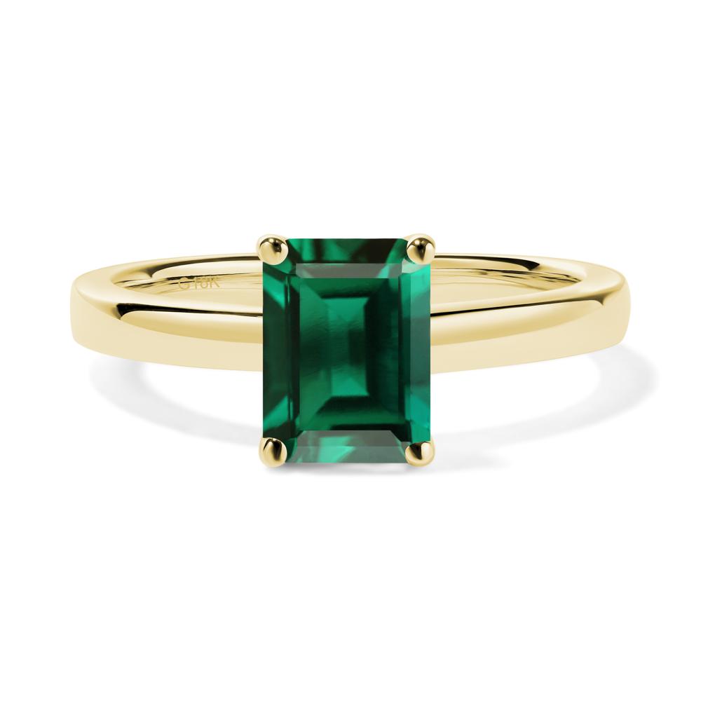 Emerald Plain Band Solitaire Engagement Ring - LUO Jewelry #metal_18k yellow gold