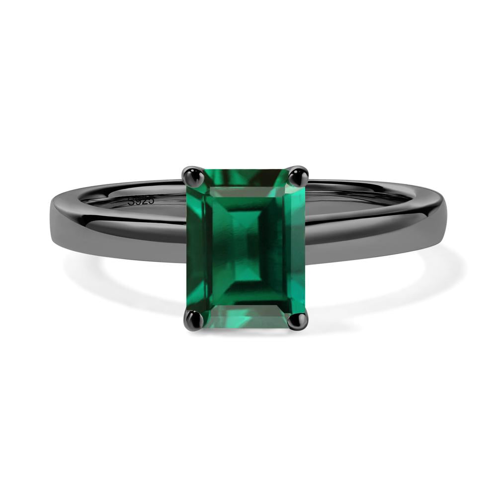 Emerald Plain Band Solitaire Engagement Ring - LUO Jewelry #metal_black finish sterling silver