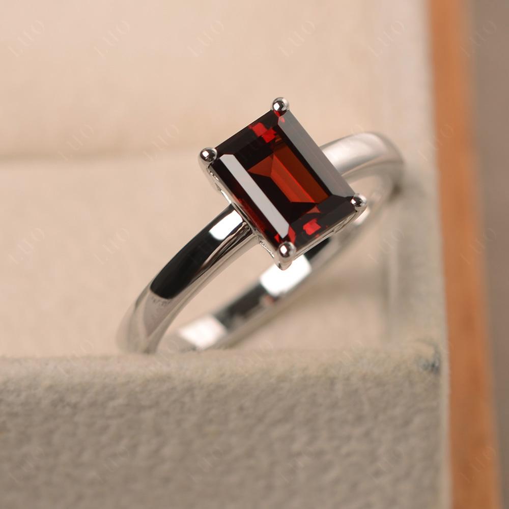 Emerald Cut Garnet Solitaire Ring - LUO Jewelry 