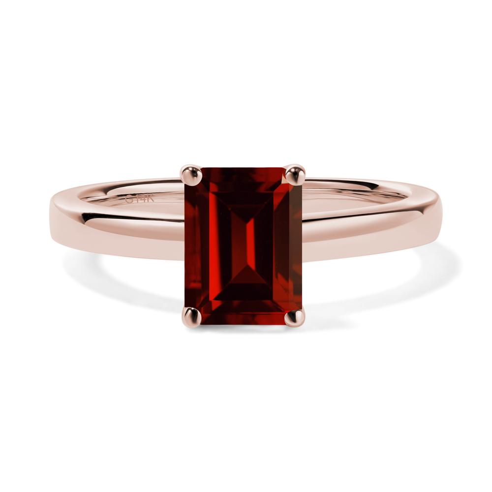 Emerald Cut Garnet Solitaire Ring - LUO Jewelry #metal_14k rose gold