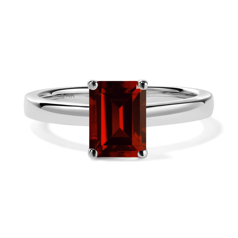 Emerald Cut Garnet Solitaire Ring - LUO Jewelry #metal_14k white gold