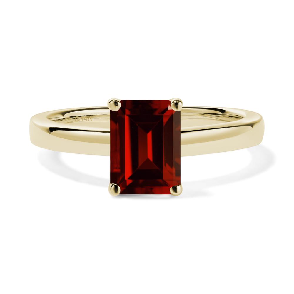 Emerald Cut Garnet Solitaire Ring - LUO Jewelry #metal_14k yellow gold