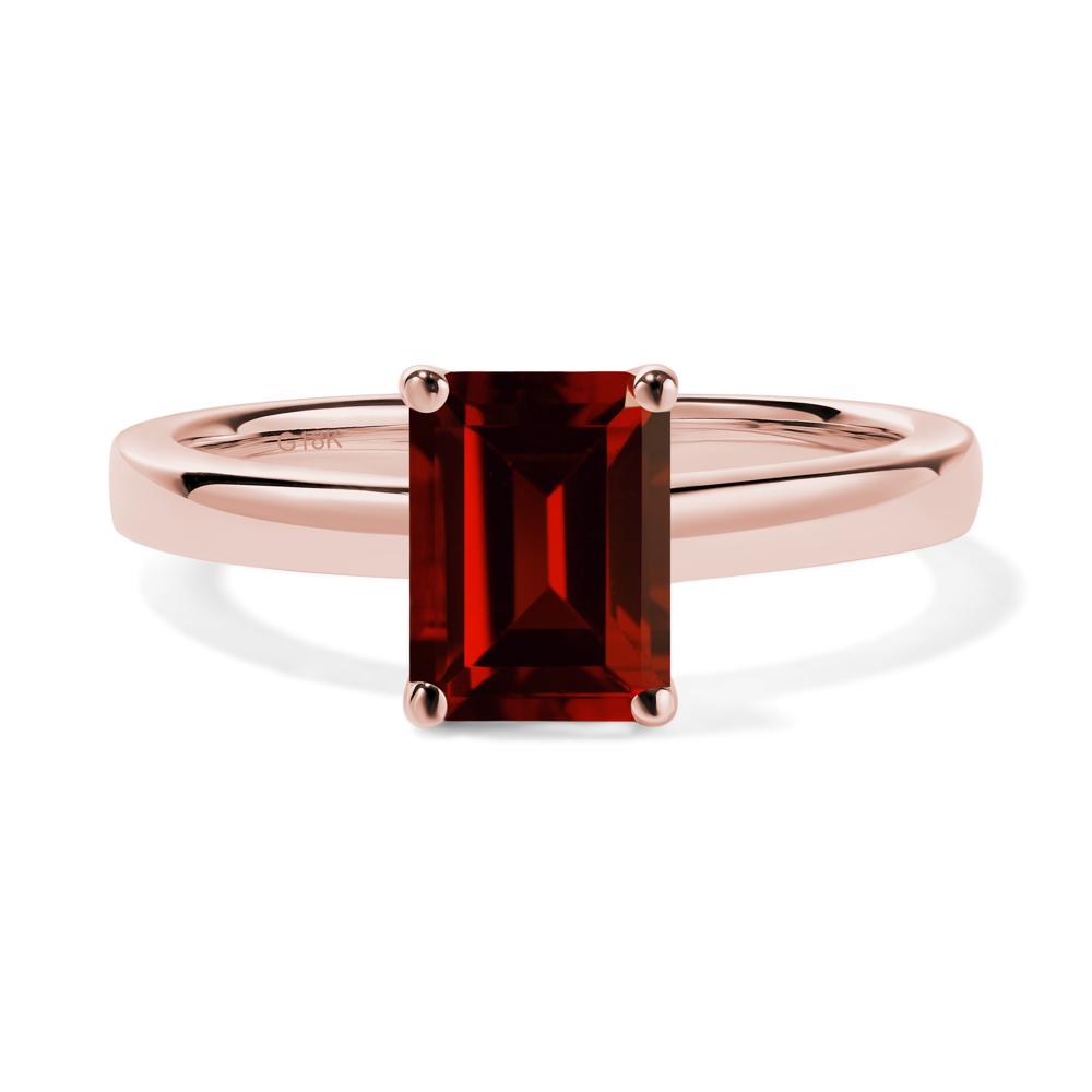 Emerald Cut Garnet Solitaire Ring - LUO Jewelry #metal_18k rose gold