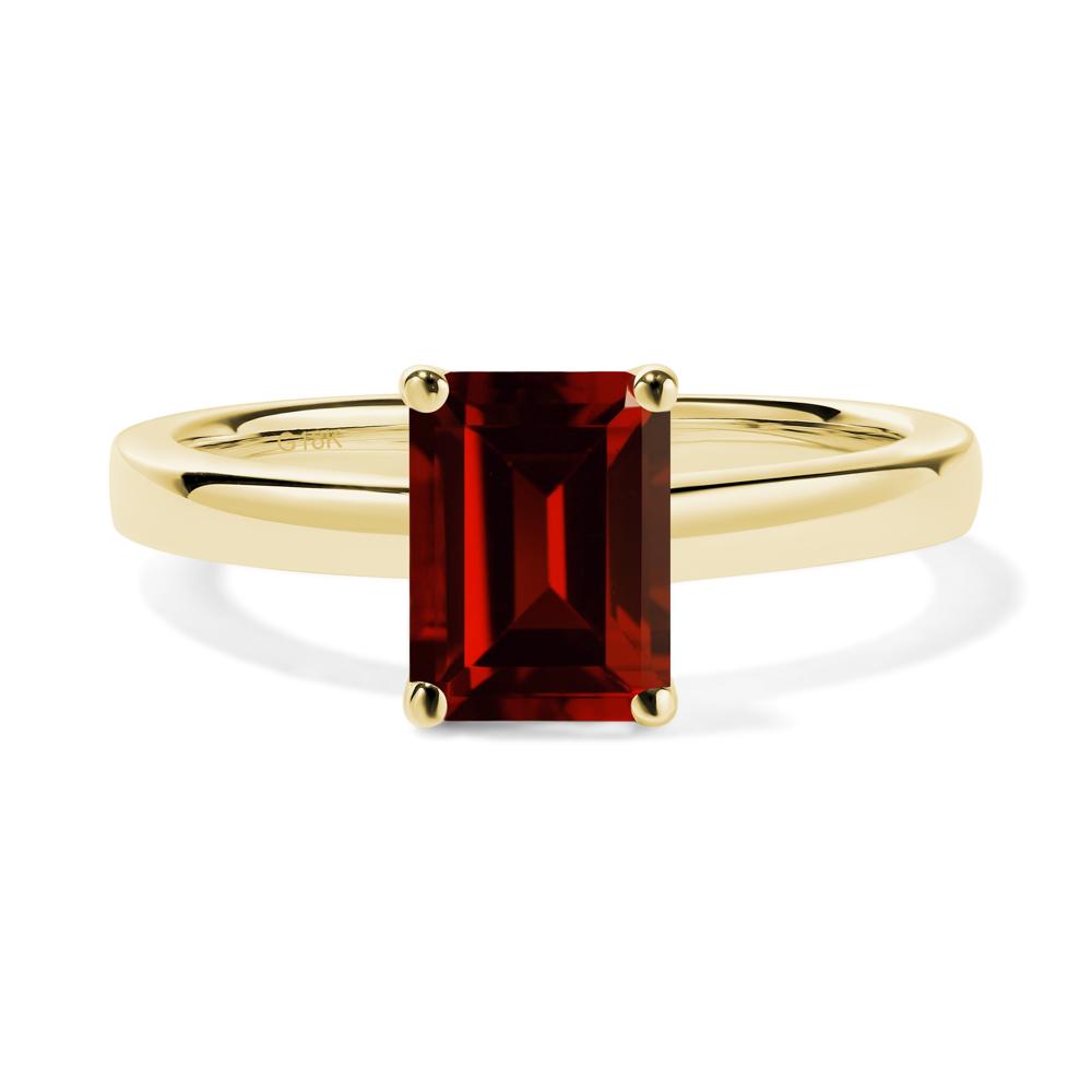 Emerald Cut Garnet Solitaire Ring - LUO Jewelry #metal_18k yellow gold