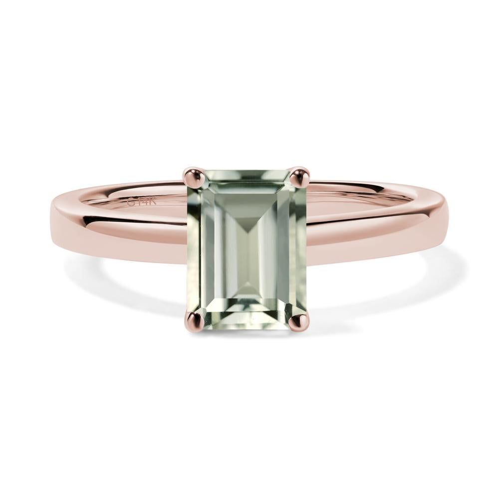 Green Amethyst Plain Band Solitaire Engagement Ring - LUO Jewelry #metal_14k rose gold