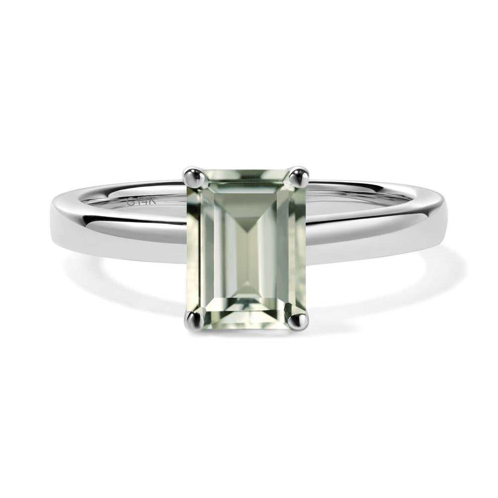 Green Amethyst Plain Band Solitaire Engagement Ring - LUO Jewelry #metal_14k white gold