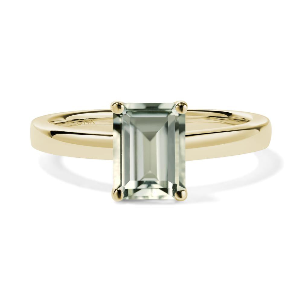 Green Amethyst Plain Band Solitaire Engagement Ring - LUO Jewelry #metal_14k yellow gold