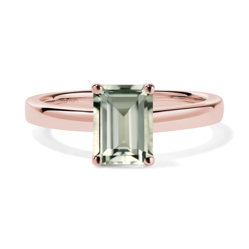 Green Amethyst Plain Band Solitaire Engagement Ring - LUO Jewelry #metal_18k rose gold