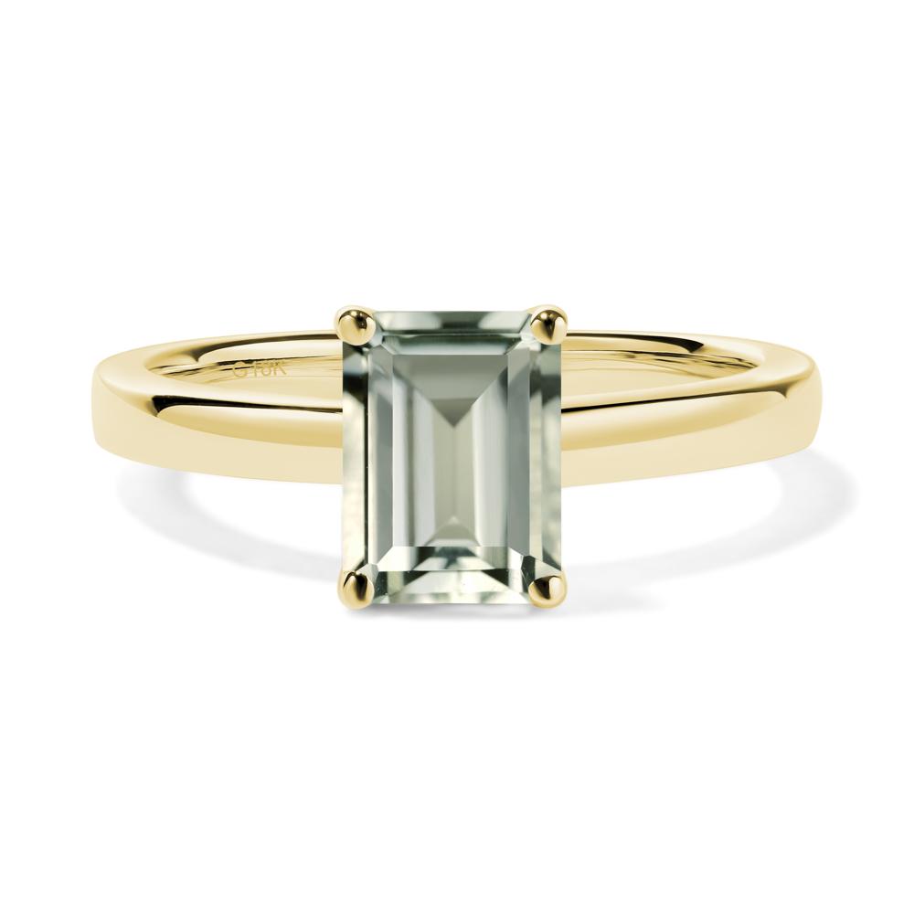 Green Amethyst Plain Band Solitaire Engagement Ring - LUO Jewelry #metal_18k yellow gold