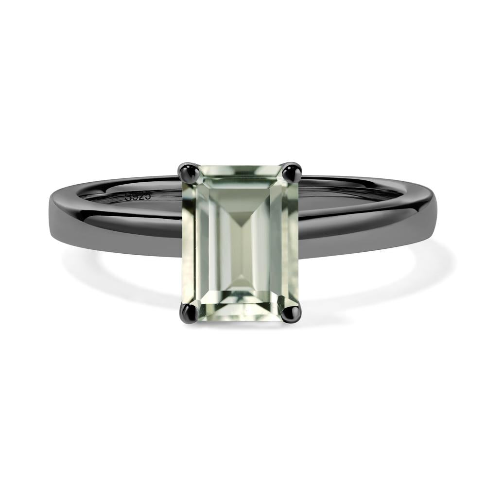 Green Amethyst Plain Band Solitaire Engagement Ring - LUO Jewelry #metal_black finish sterling silver