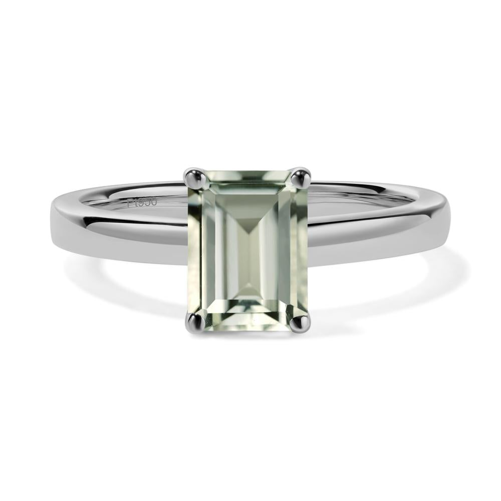 Green Amethyst Plain Band Solitaire Engagement Ring - LUO Jewelry #metal_platinum