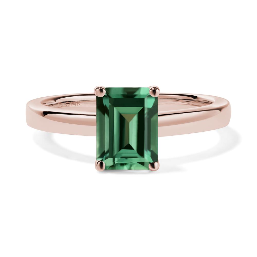 Emerald Cut Green Sapphire Solitaire Ring - LUO Jewelry #metal_14k rose gold