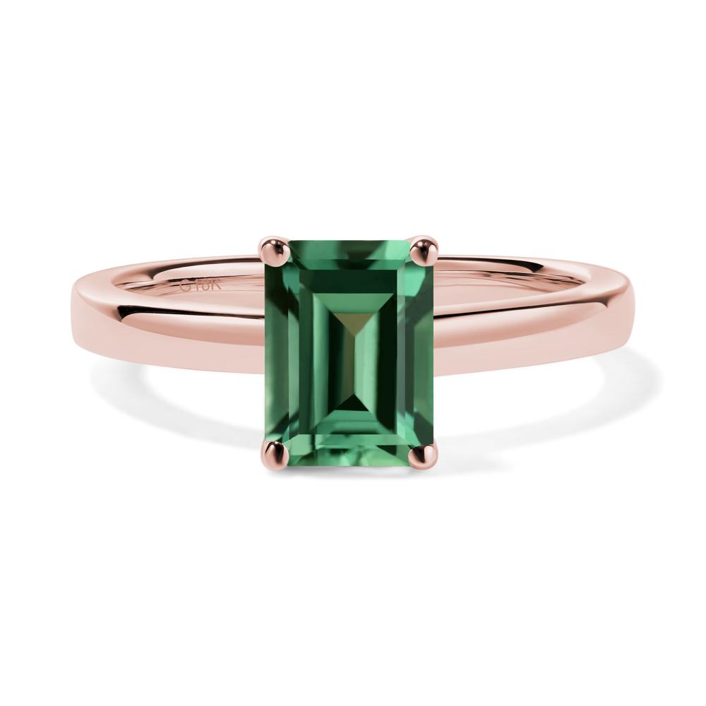 Emerald Cut Green Sapphire Solitaire Ring - LUO Jewelry #metal_18k rose gold