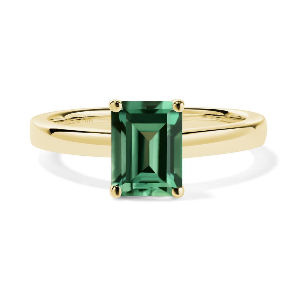 Emerald Cut Green Sapphire Solitaire Ring - LUO Jewelry #metal_18k yellow gold