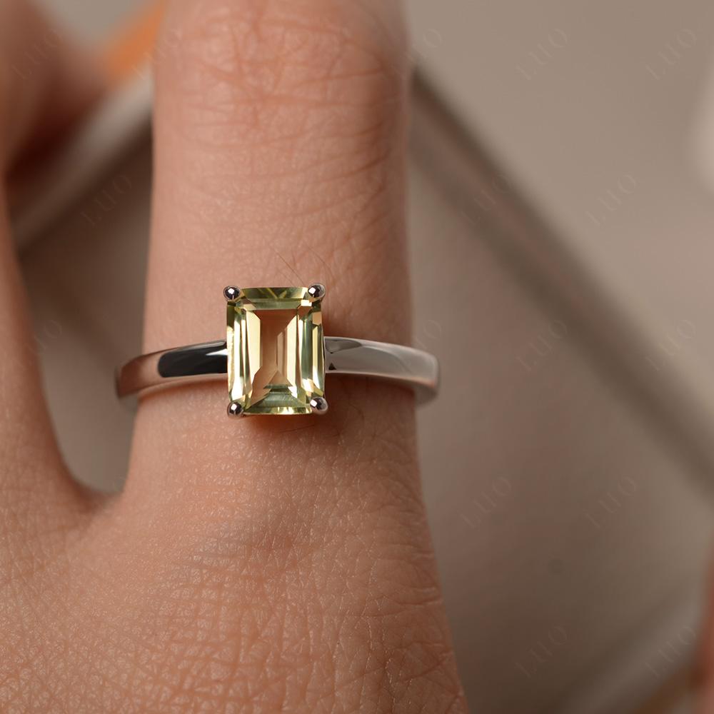 Lemon Quartz Plain Band Solitaire Engagement Ring - LUO Jewelry 