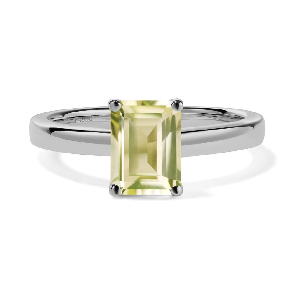 Lemon Quartz Plain Band Solitaire Engagement Ring - LUO Jewelry #metal_platinum