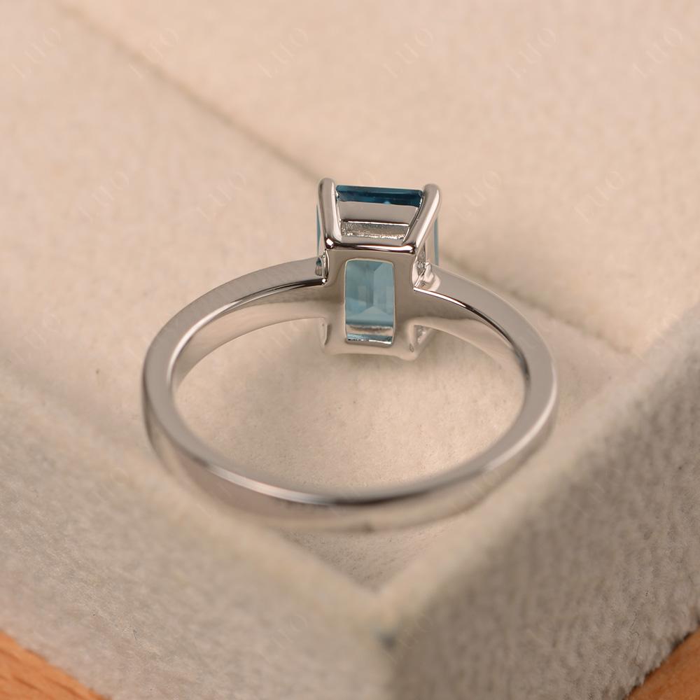 Emerald Cut London Blue Topaz Solitaire Ring - LUO Jewelry 