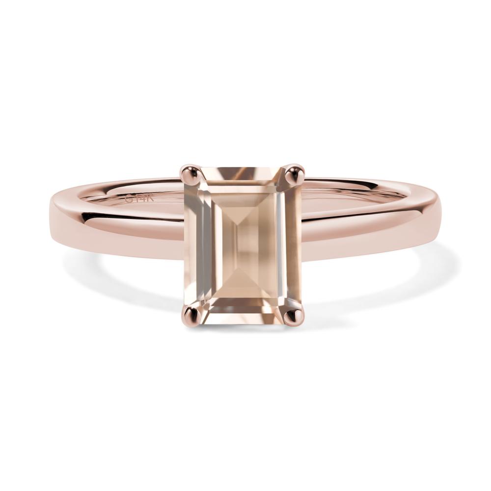 Morganite Plain Band Solitaire Engagement Ring - LUO Jewelry #metal_14k rose gold