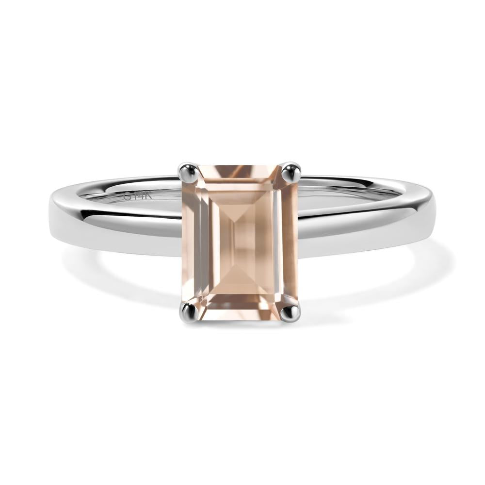 Morganite Plain Band Solitaire Engagement Ring - LUO Jewelry #metal_14k white gold