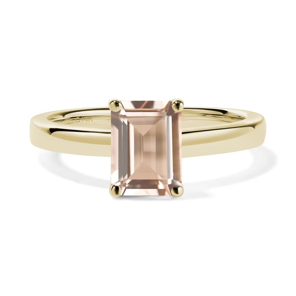 Morganite Plain Band Solitaire Engagement Ring - LUO Jewelry #metal_14k yellow gold