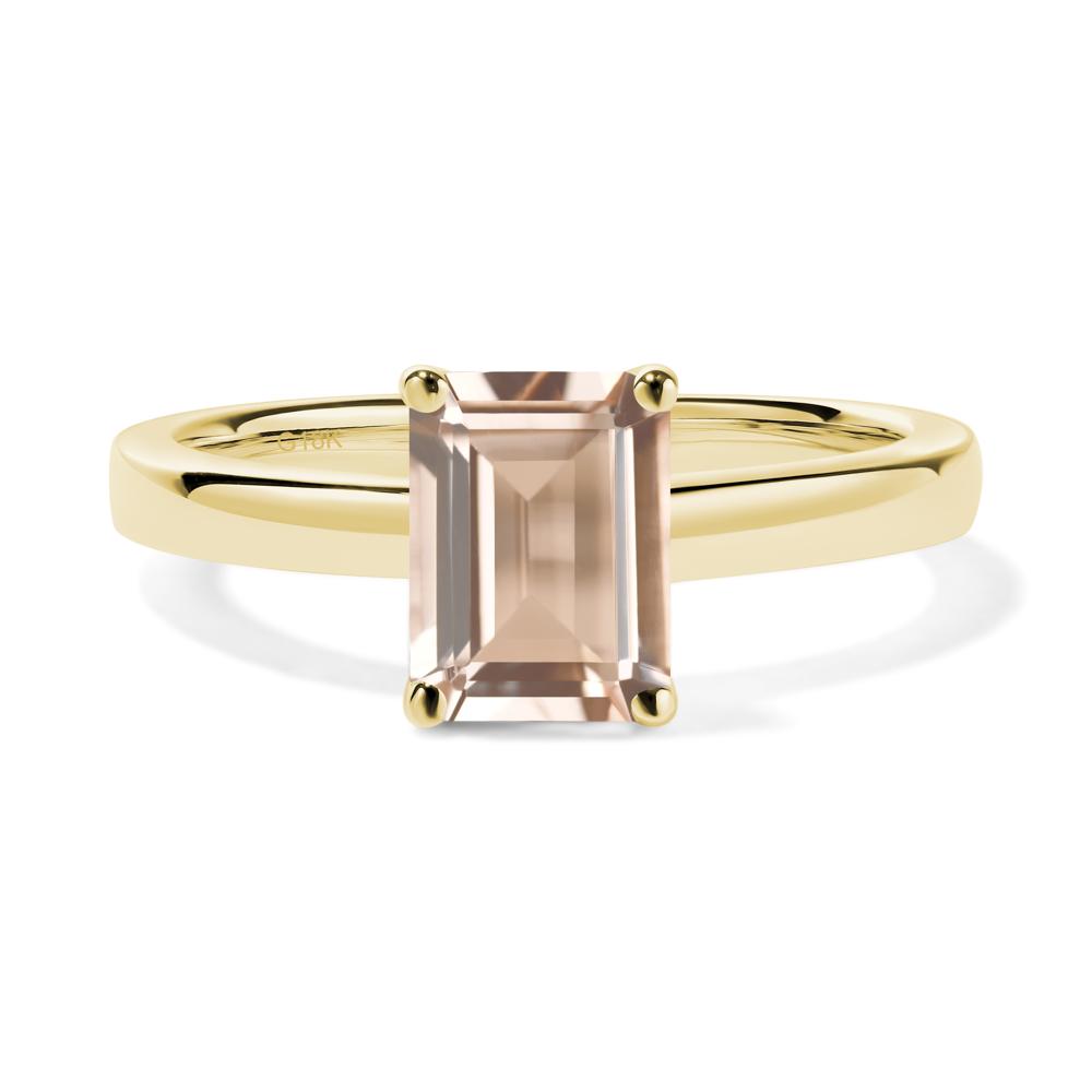 Morganite Plain Band Solitaire Engagement Ring - LUO Jewelry #metal_18k yellow gold