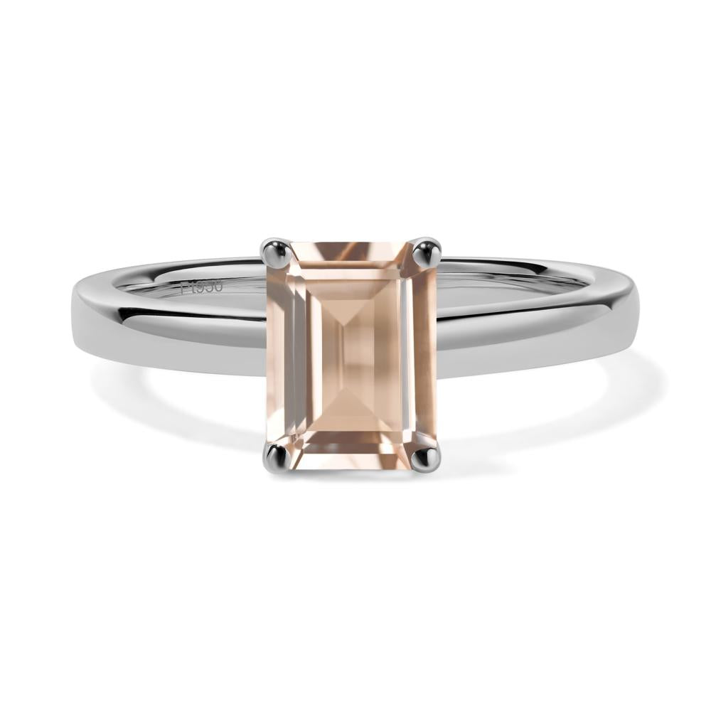 Morganite Plain Band Solitaire Engagement Ring - LUO Jewelry #metal_platinum