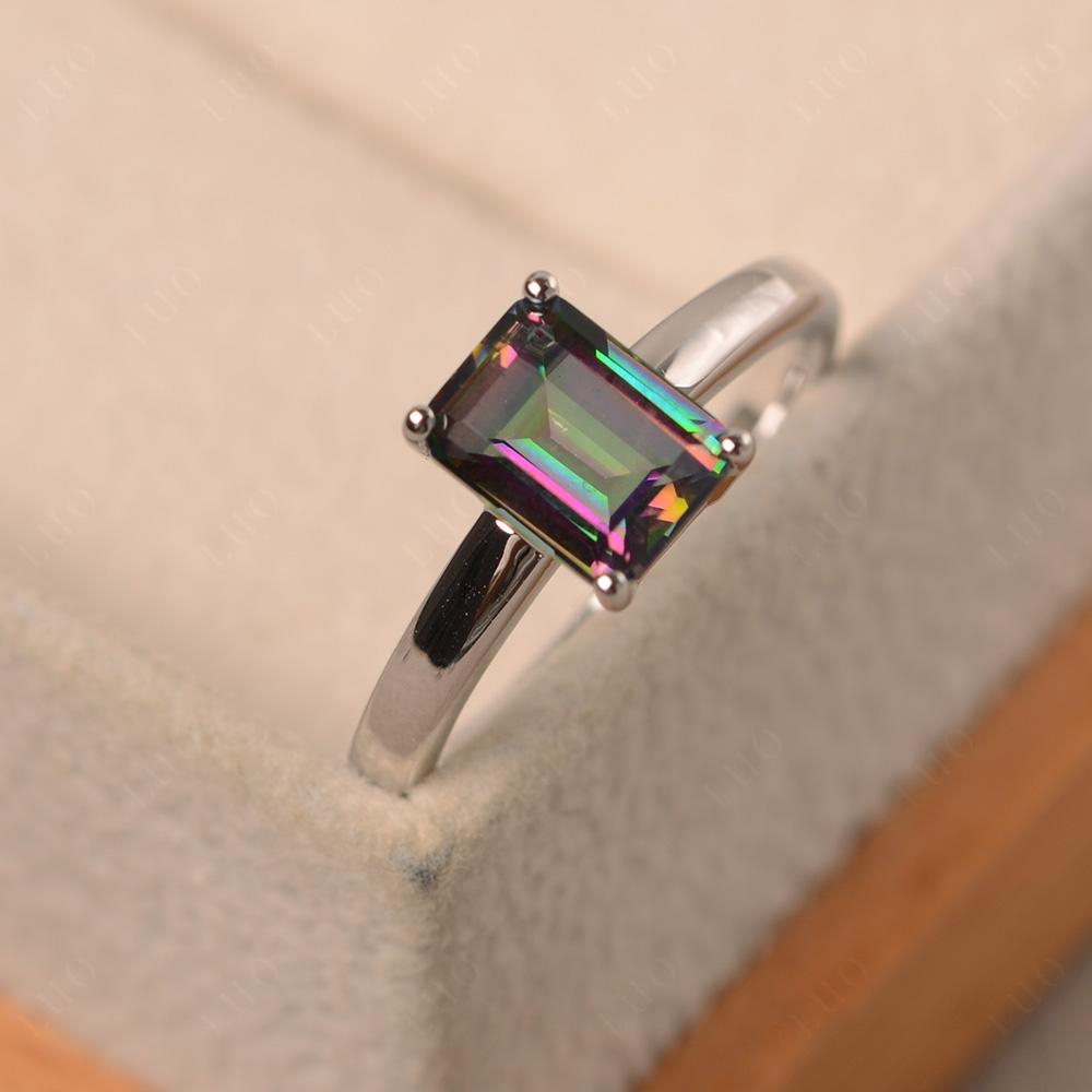 Emerald Cut Mystic Topaz Solitaire Ring - LUO Jewelry 