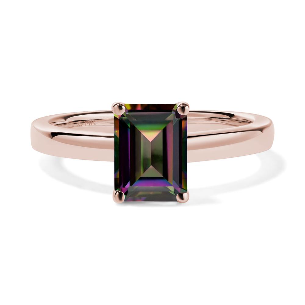 Emerald Cut Mystic Topaz Solitaire Ring - LUO Jewelry #metal_14k rose gold