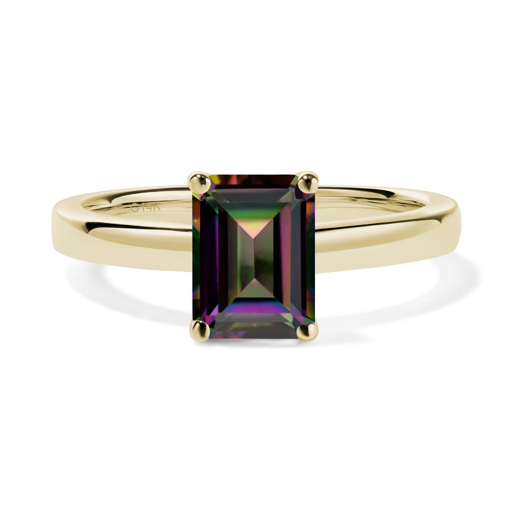 Emerald Cut Mystic Topaz Solitaire Ring - LUO Jewelry #metal_14k yellow gold