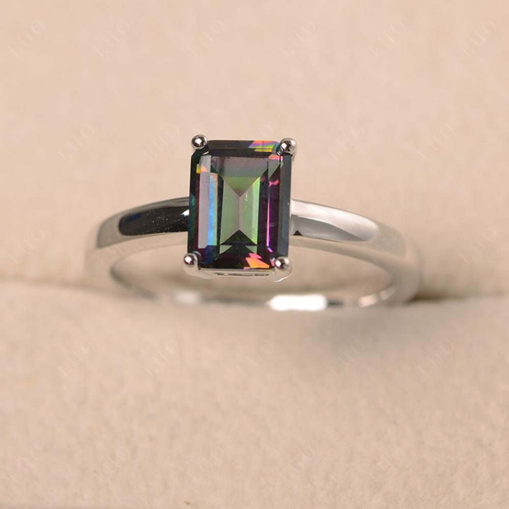 Emerald Cut Mystic Topaz Solitaire Ring - LUO Jewelry 