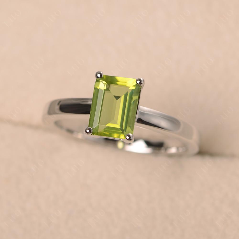 Peridot Plain Band Solitaire Engagement Ring - LUO Jewelry 