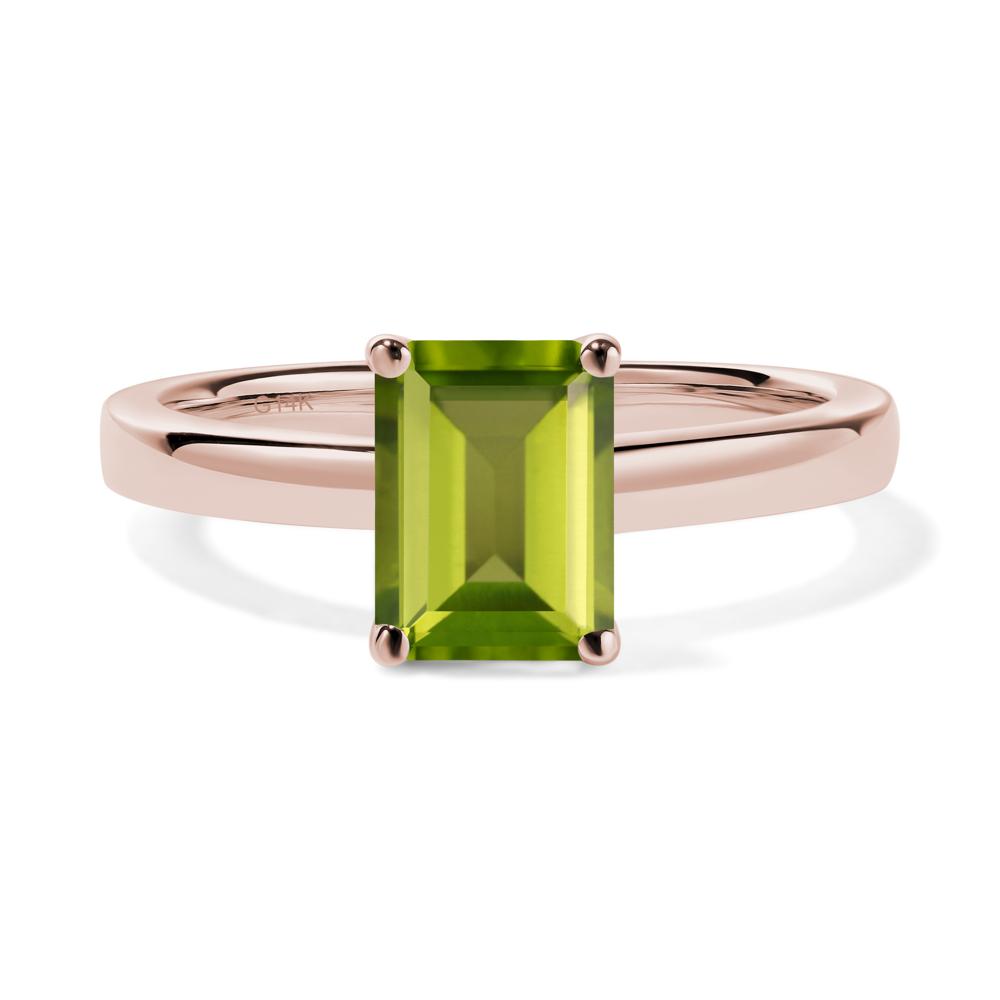 Peridot Plain Band Solitaire Engagement Ring - LUO Jewelry #metal_14k rose gold