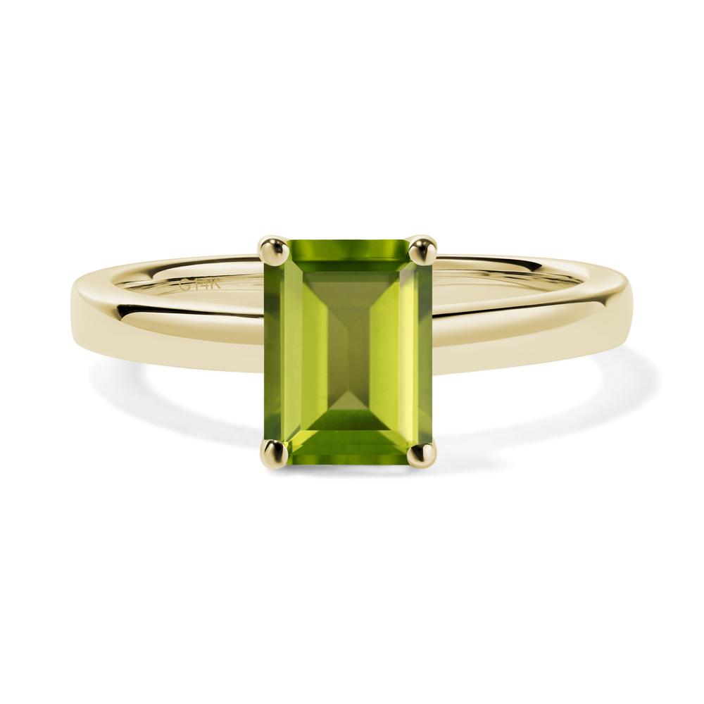 Peridot Plain Band Solitaire Engagement Ring - LUO Jewelry #metal_14k yellow gold