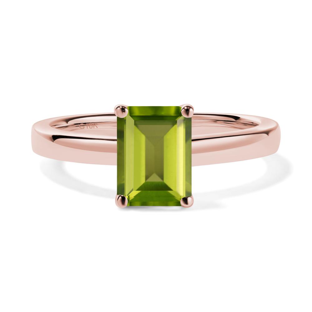 Peridot Plain Band Solitaire Engagement Ring - LUO Jewelry #metal_18k rose gold