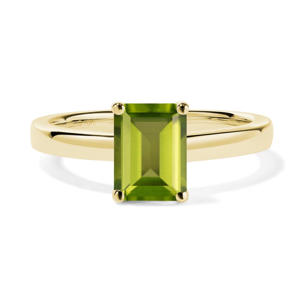 Peridot Plain Band Solitaire Engagement Ring - LUO Jewelry #metal_18k yellow gold