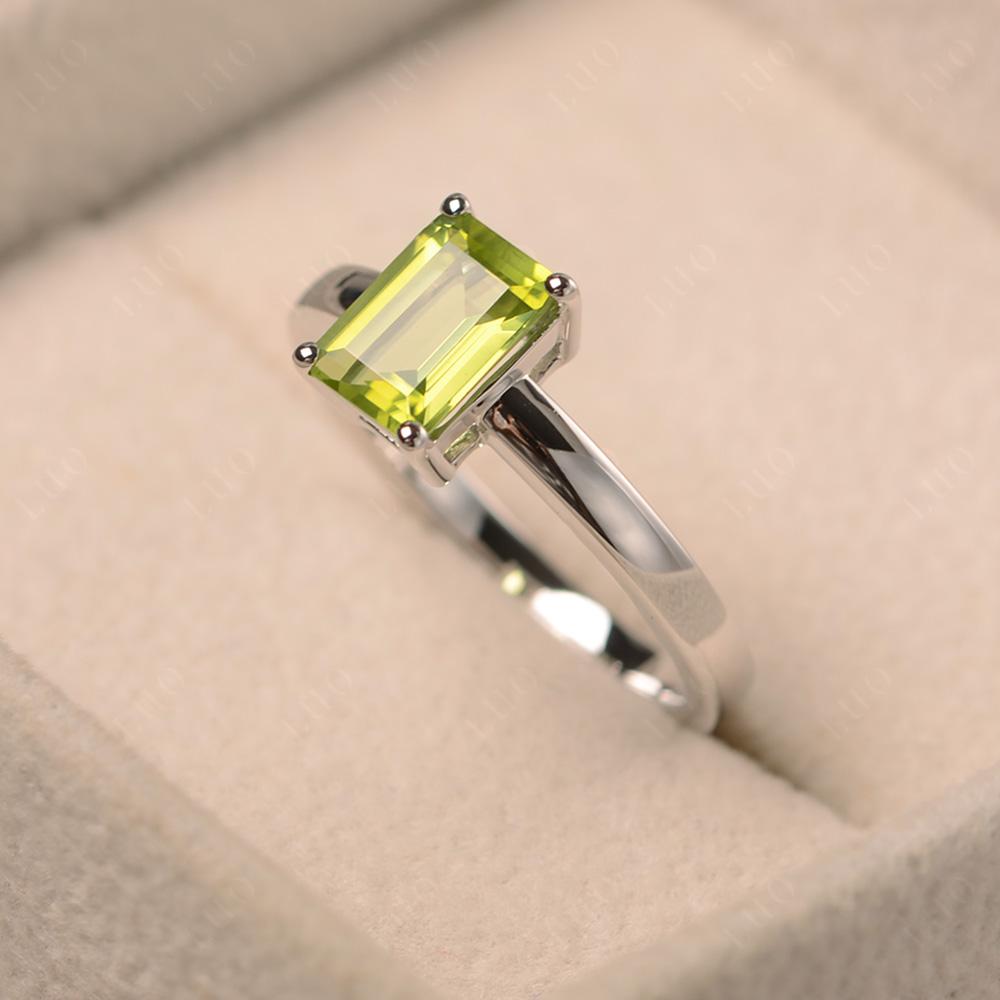 Peridot Plain Band Solitaire Engagement Ring - LUO Jewelry 