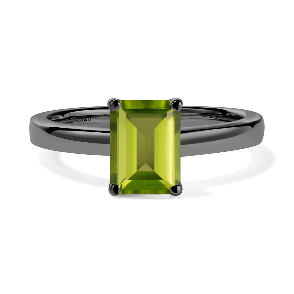 Peridot Plain Band Solitaire Engagement Ring - LUO Jewelry #metal_black finish sterling silver