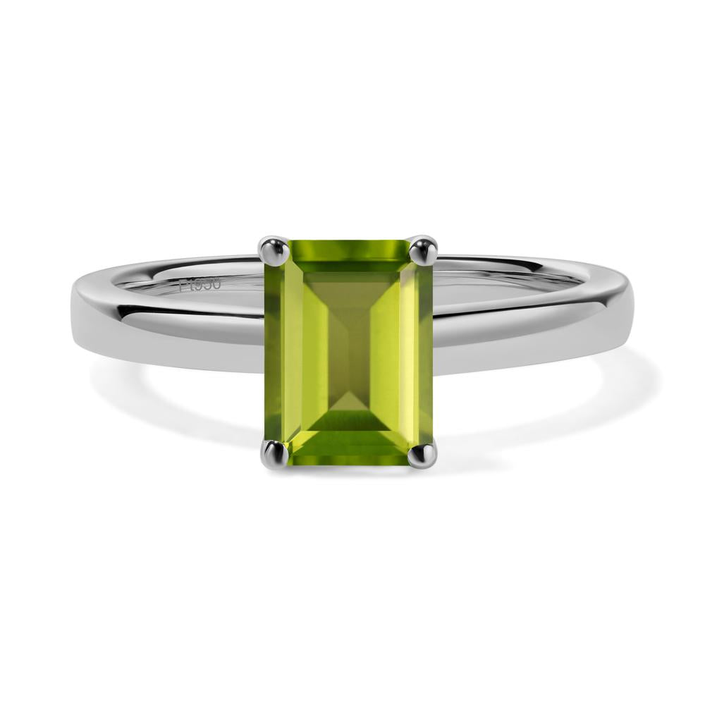 Peridot Plain Band Solitaire Engagement Ring - LUO Jewelry #metal_platinum