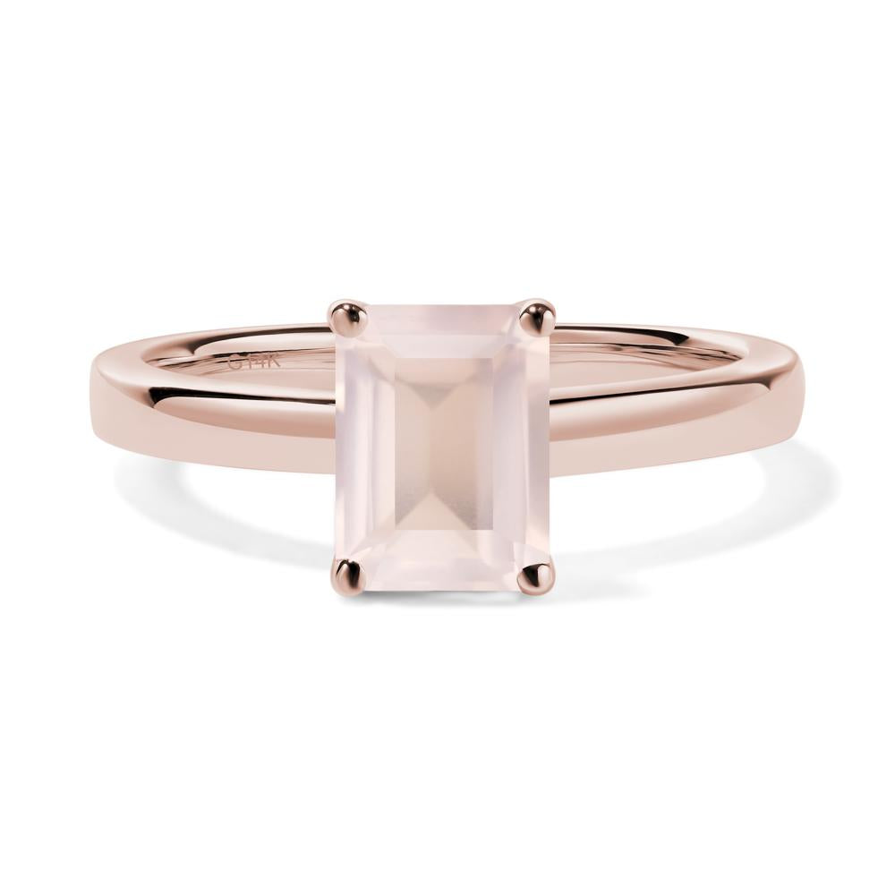 Emerald Cut Rose Quartz Solitaire Ring - LUO Jewelry #metal_14k rose gold