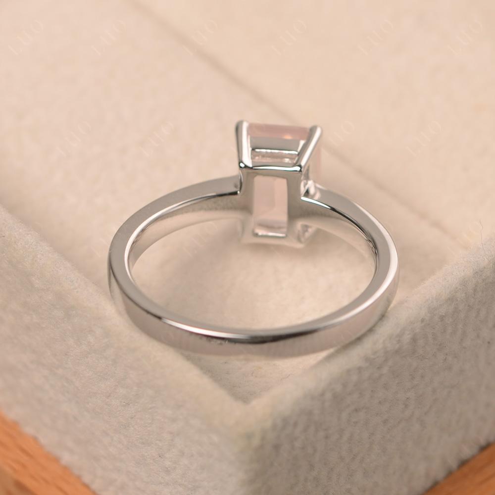 Emerald Cut Rose Quartz Solitaire Ring - LUO Jewelry 