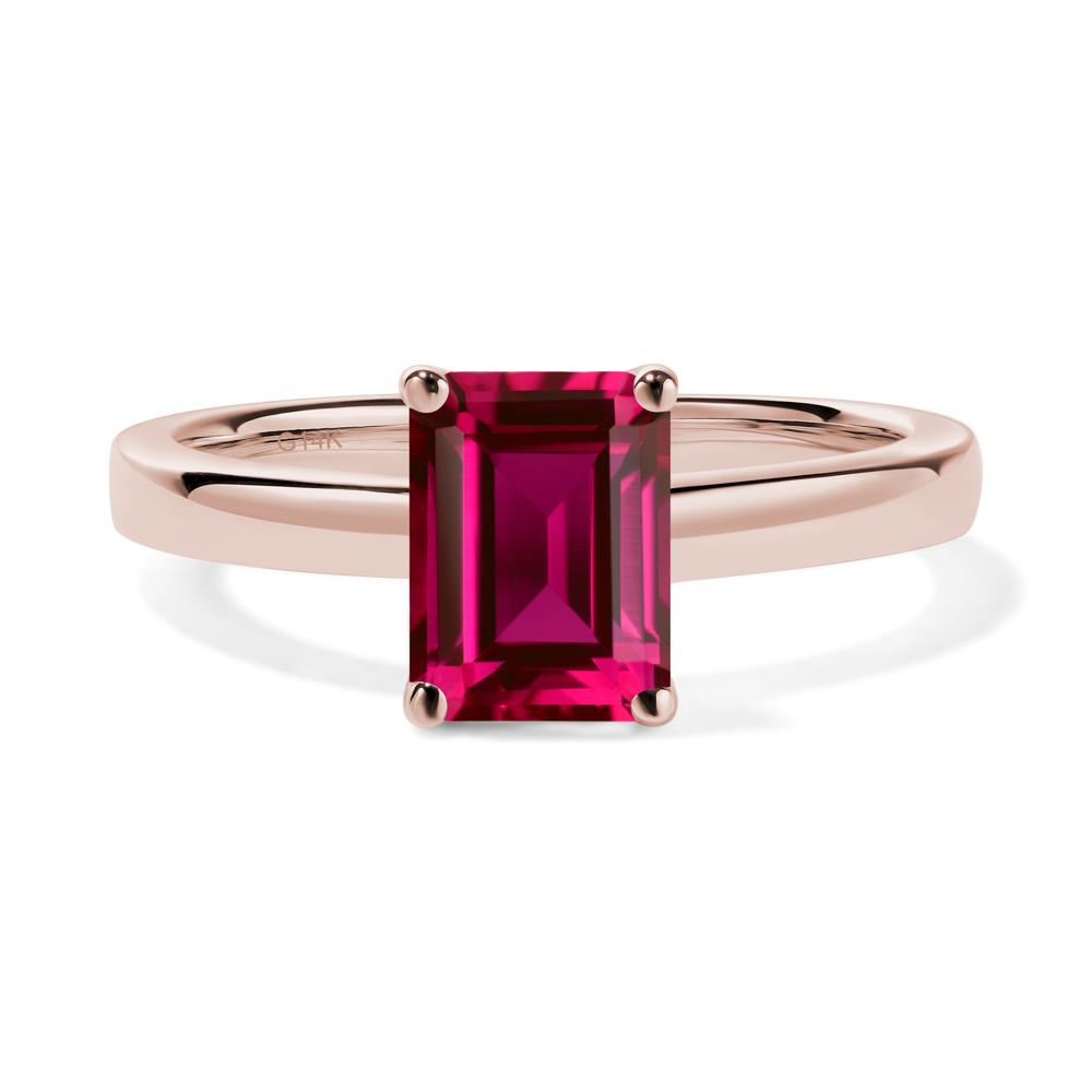 Ruby Plain Band Solitaire Engagement Ring - LUO Jewelry #metal_14k rose gold